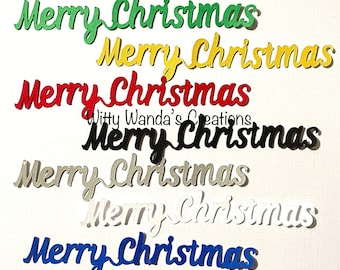 20 Card Treat Merry Christmas Line Sentiment Pre-Made Die Cut Embellishments Greeting Tag Topper #2