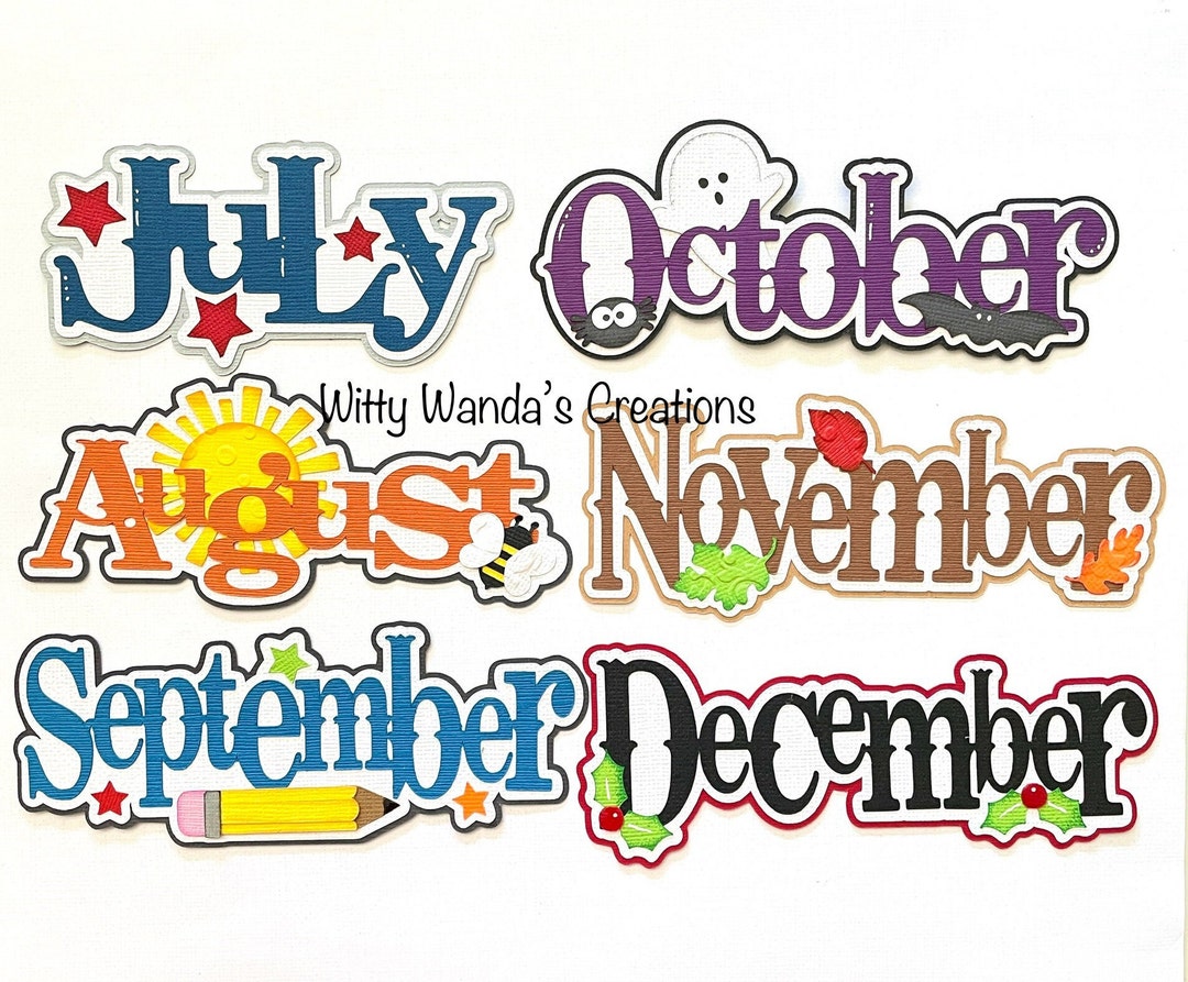 6 Months Calendar Title July August September October November December ...