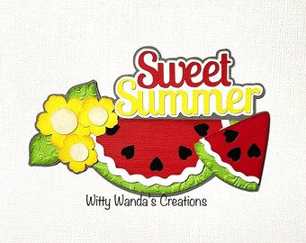 Sweet Summer  Watermelon Flowers Pre-Made Die Cut Embellishments Premade Paper-Peicing Scrapbook Card Topper #213