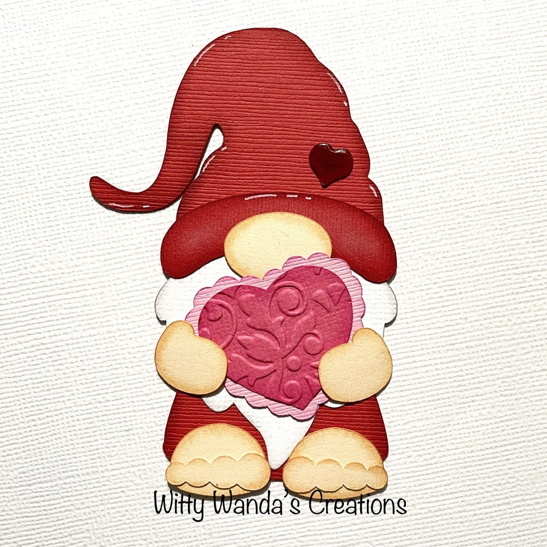 Love Gnome With Heart Scrapbook Pre-made Die Cut Embellishment Paper ...