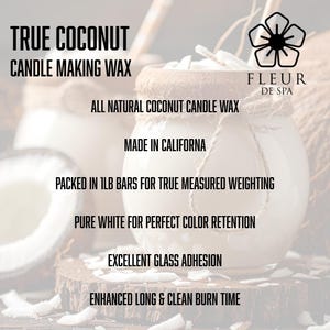 True Coconut wax for candle makers by Fleur De Spa 100% natural DIY wax melts for candles