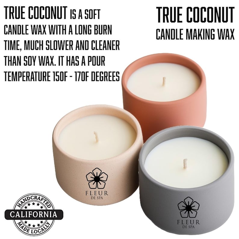 True Coconut wax for candle makers by Fleur De Spa 100% natural DIY wax melts for candles
