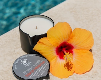 Coconut Soy Massage Candle with Pour Spout: Natural Body Oils, Low Melt Point, Gift, Spa and Home Use