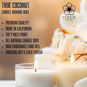 True Coconut wax for candle makers by Fleur De Spa 100% natural DIY wax melts for candles