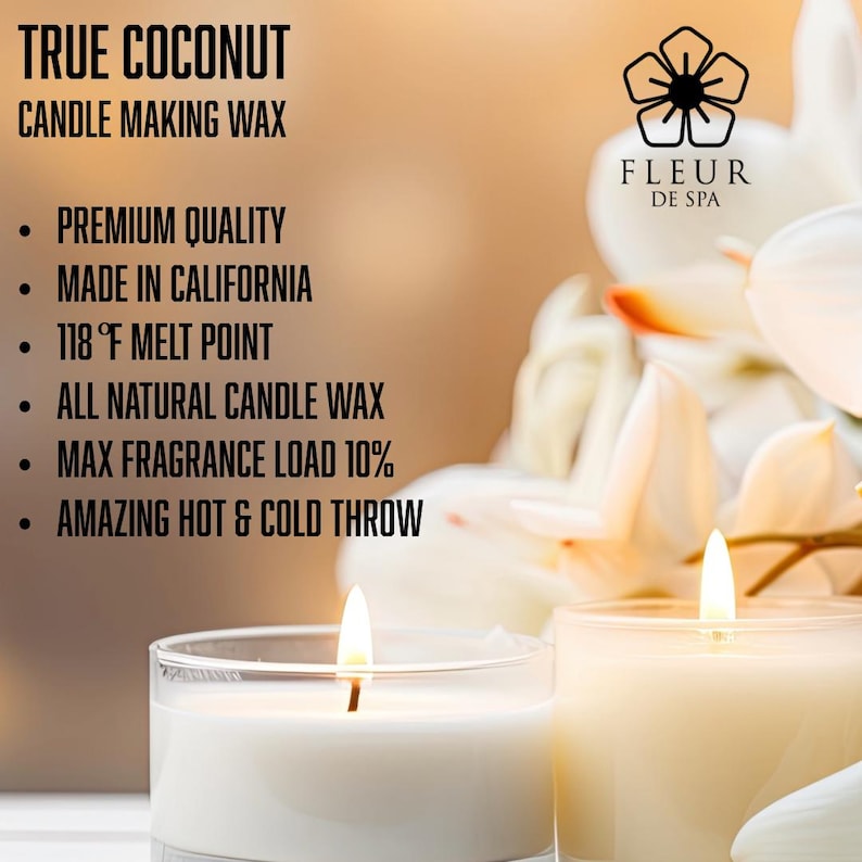 True Coconut wax for candle makers by Fleur De Spa 100% natural DIY wax melts for candles