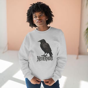 Nevermore Raven Gothic Sweater, Unisex Crewneck Sweatshirt, Edgar Allan Poe, Halloween Sweatshirt, Alternative Clothing, Dark Academia Cozy