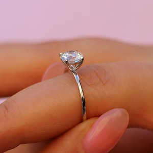 1ct Diamond Engagement Ring, Solid 18K Gold Dainty Solitaire Ring, Round Brilliant Cut Lab-grown Diamond Ring, Four Prong Minimalist Ring