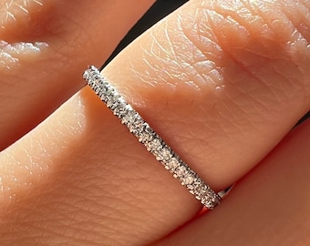 Natural Diamond Eternity Ring, Solid 950 platinum Eternity Band, Micro Pave Wedding Band, Infinity Diamond Ring, Full Circle Diamond Ring
