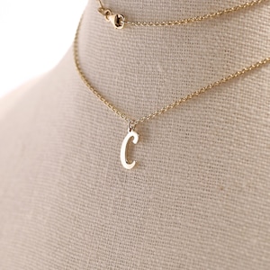 Solid 14K Yellow Gold Initial Necklace, Letter Necklace, Personalized Jewelry, Customized Jewelry Gift, 14K Gold Letter and Chain Necklace