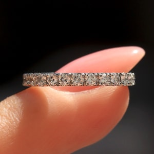 Platinum Diamond Ring, Platinum Anniversary Band, 3/4 Eternity Natural Diamond Ring on Solid 950 Platinum, 2mm Diamond Ring, Gift for Mom