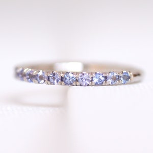 2mm Half Eternity Tanzanite Ring , 14K Gold Tanzanite Wedding Band, Lavender Blue December Birthstone