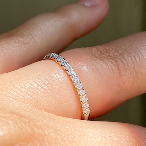 Platin-Diamantband, Halb-Ewigkeits-Diamant-Platin-Ehering, Pave-Diamant-Ehering für Damen, PT950-Echtdiamant-Ehering für Sie