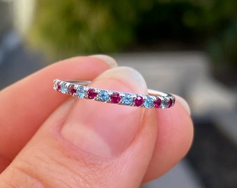 Ruby and cheap aquamarine ring