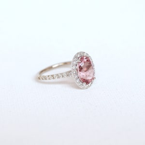 Oval Halo Engagement Ring, 3 Carat Oval Engagement Ring, Tourmaline and