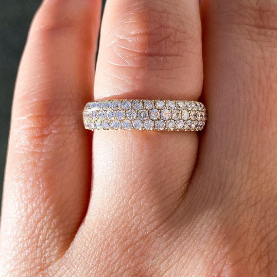 2 Carat Round Diamond & Three Row Pave Engagement Ring