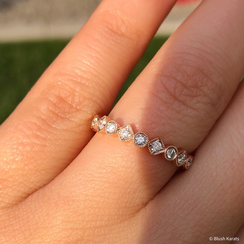 Real Diamond Wedding Band Natural Diamond Stacking Band Etsy