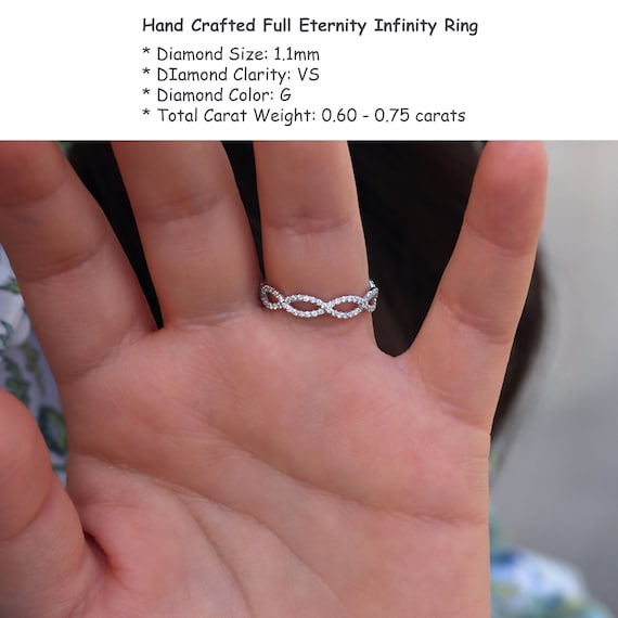 14k White Gold Infinity Ring - Polished Promise, Wedding, Or Anniversary Band (8.75)