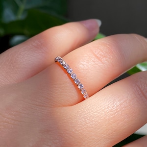 Natural Tanzanite Band, Tanzanite Wedding Band, Half Eternity Womans Band in 14K or 18K Gold, Stackable Tanzanite December Birthstone Ring