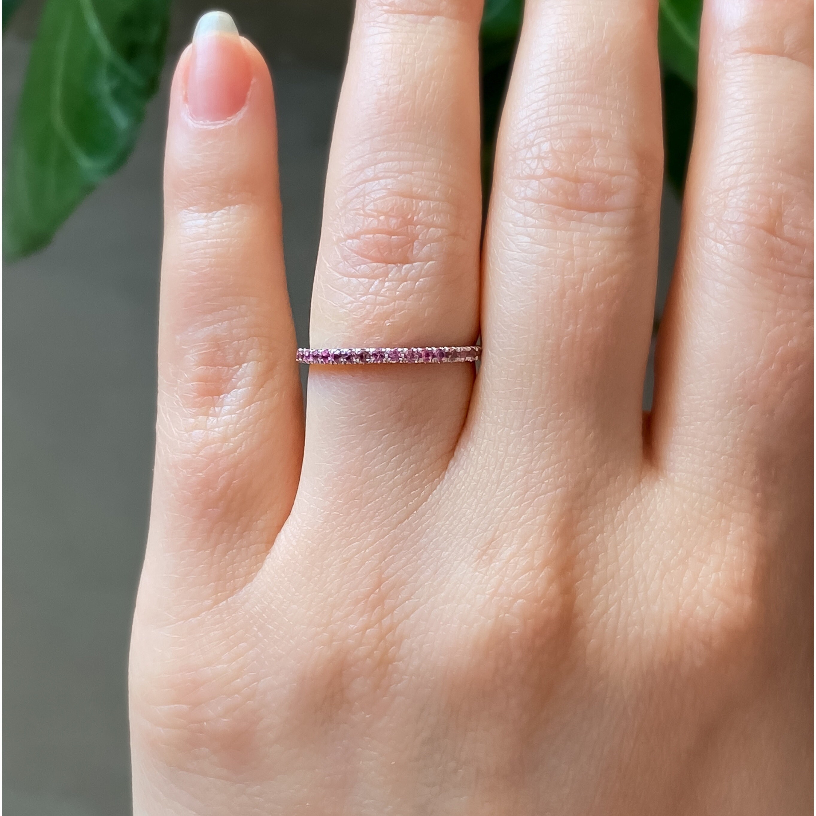 パヴェ リング♥️ピンクトルマリン ピンクトルマリン結婚指輪、14Kホワイトゴールドトルマリン