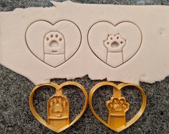 Heart Toe Beans, Cookie Cutter or Embosser Stamp, Cat Paws 3 in/7.62 cm tall