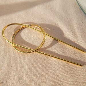 Hoop and pin hair set | circle hair pin |Brass Hair accessory | Handmade hammered and forged