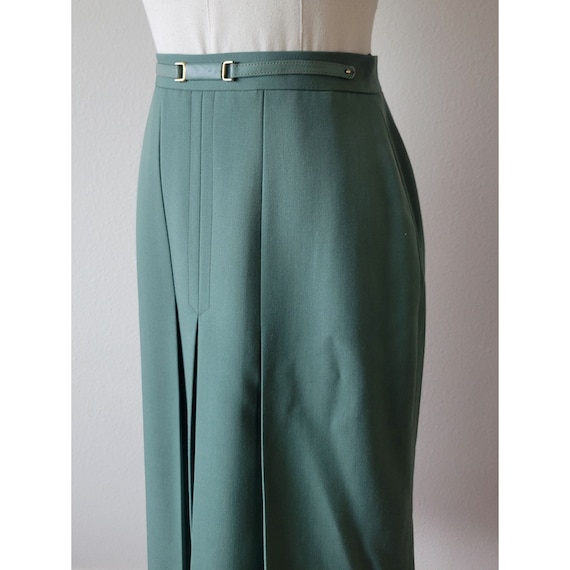 Vintage 1960s Sophie Nat French Green Wool Skirt … - image 6