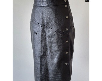 Vintage French Leather Industrial High Waisted Mini Skirt - XS