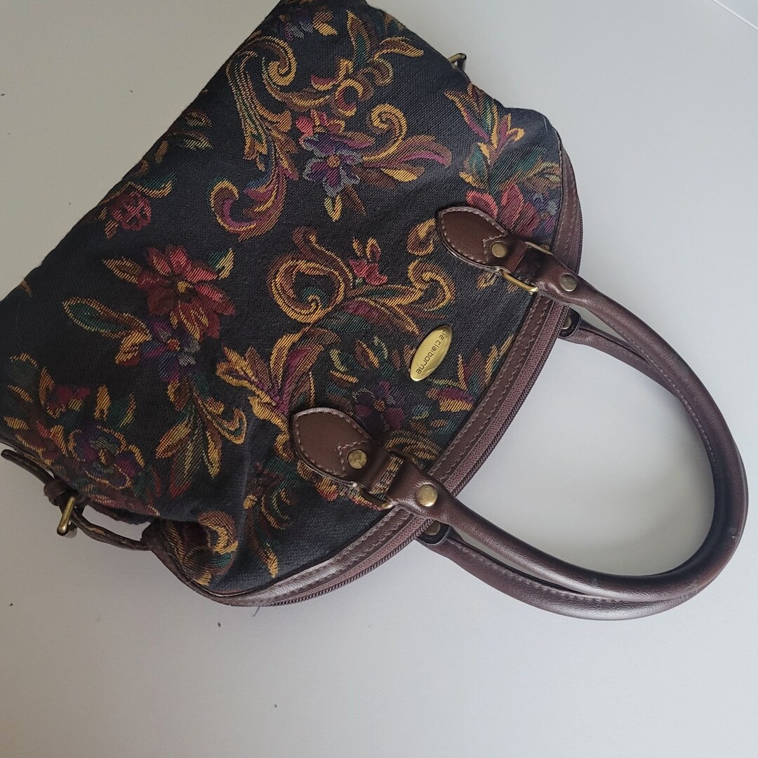 Vintage Liz Claiborne Woven Floral Tapestry Handbag Purse Etsy