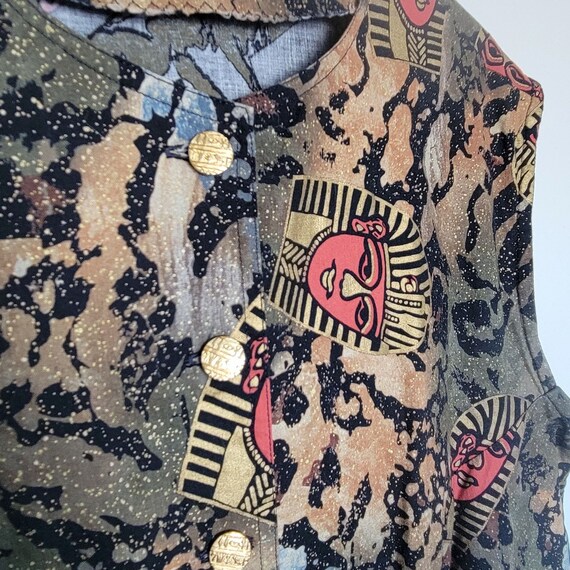 Vintage Handmade Ancient Egyptian Novelty Button Up V… Gem