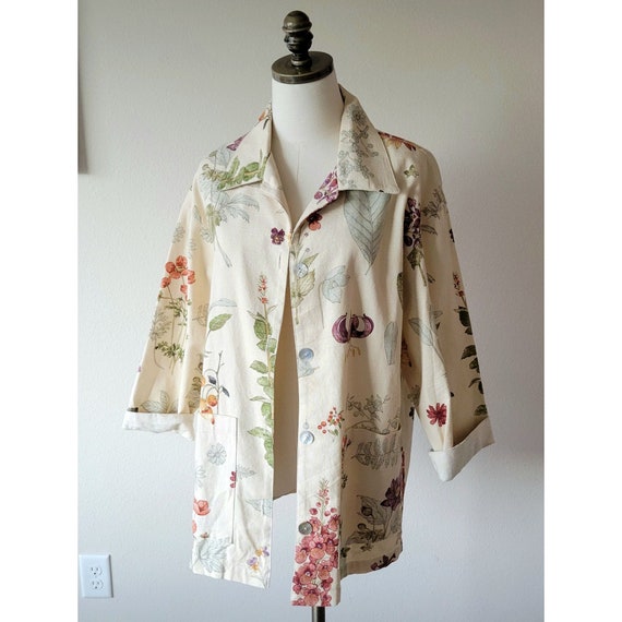 Vintage 1990s Norm Thompson Cream Floral Jacket S… - image 4