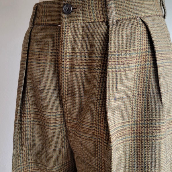 Vintage 90s J CREW Tartan Wool Trousers - 30