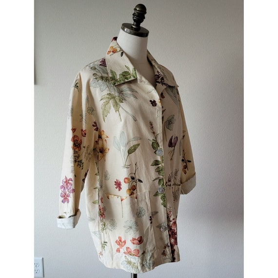 Vintage 1990s Norm Thompson Cream Floral Jacket S… - image 2