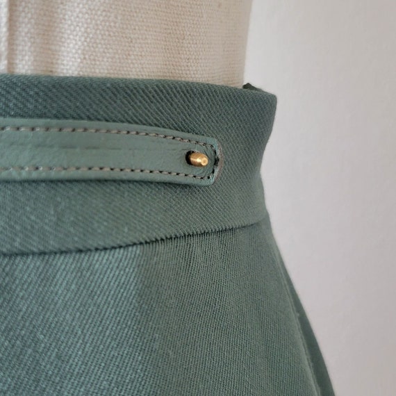 Vintage 1960s Sophie Nat French Green Wool Skirt … - image 7