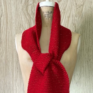 Hand Knit Red &#39;Twinkle&#39; Scarf