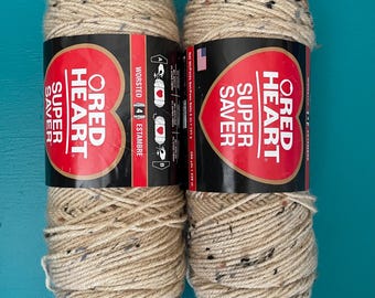 Two Skein Lot ‘Buff Fleck’ Red Heart Yarn