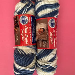 Vintage Two Skein Lot ‘Blue Ombre’ Lion Brand Yarn