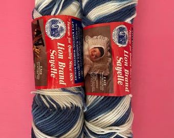 Vintage Two Skein Lot ‘Blue Ombre’ Lion Brand Yarn