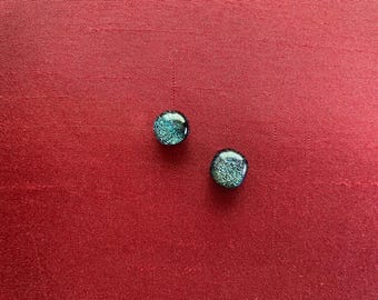 Vintage Blue Sparkle Stud Earrings