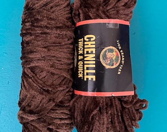 Two Skein Lot ‘Chocolate’ Lion Brand Chenille Yarn