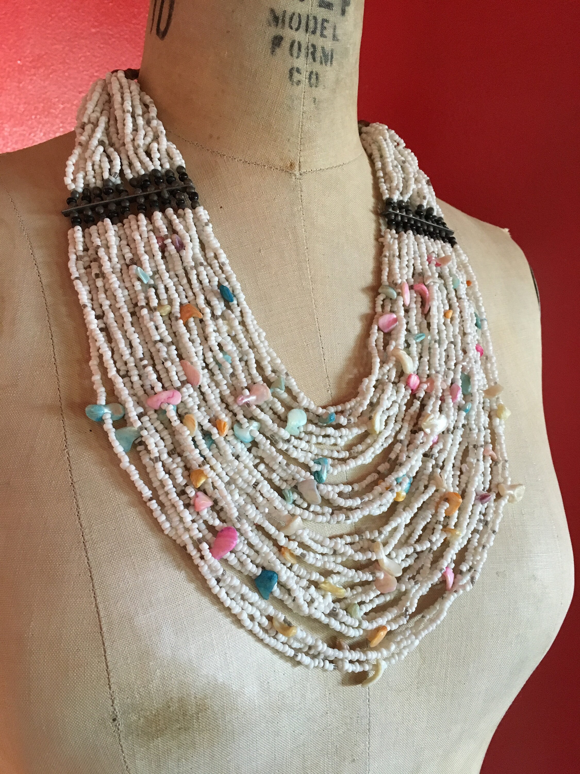 Vintage Seed Bead/shell Necklace Etsy UK