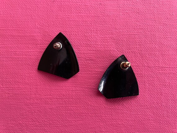 Black ‘Green Glitter’ Pierced Earrings - image 3