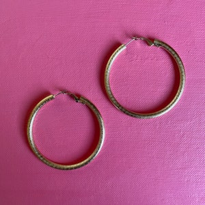 Large &#39;Textured Gold Hoop&#39; Pierced Earrings