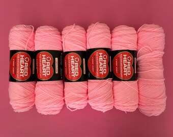 Six Skein Lot ‘Pink’ Red Heart Yarn