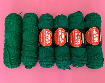 Six Skein Lot ‘Paddy Green’ Red Heart Yarn