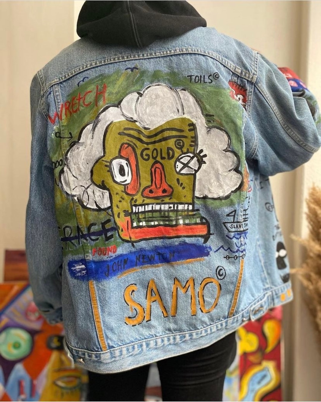 Handmade Basquiat Denim Jacket - Etsy