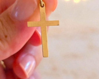 Colgante de cruz vintage de oro amarillo macizo de 10k