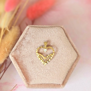 Vintage 10k Gold Heart Pendant: Sparkling Stone Love Charm