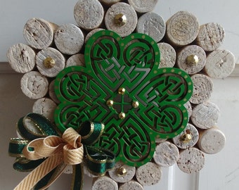 Celtic Cork Wreath-Green, White and Gold