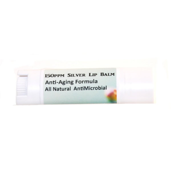 150ppm Silver Lip Balm - Anti-Aging Formula - 2+ Tubes - All Natural AntiMicrobial - 0.15 oz