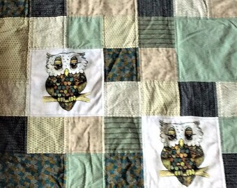 Owl Quilt - PDF Pattern - Themed Baby Quilt using your Featured Fabric - Baby Quilt, Crib-Sized Quilt Pattern